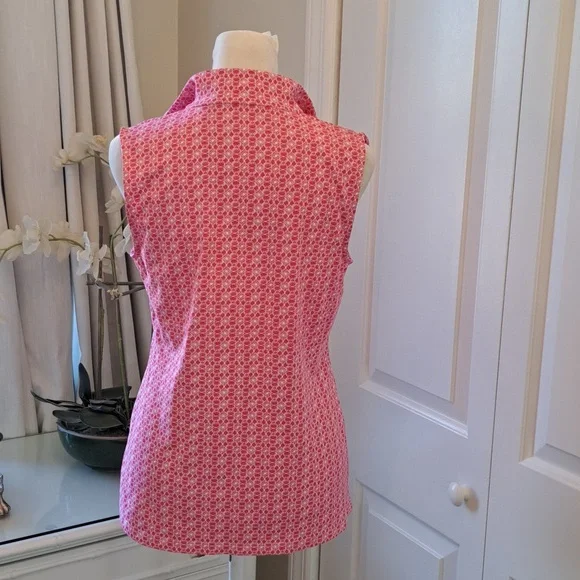 NWOT J.McLaughlin Womens Performance Golf/Tennis/Casual Pink Print Polo Shirt SM - Picture 3 of 8